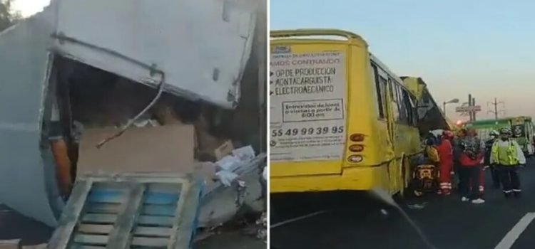 Camioneta de carga y camión de transporte chocan en la carretera México-Toluca