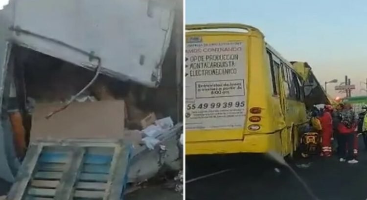 Camioneta de carga y camión de transporte chocan en la carretera México-Toluca