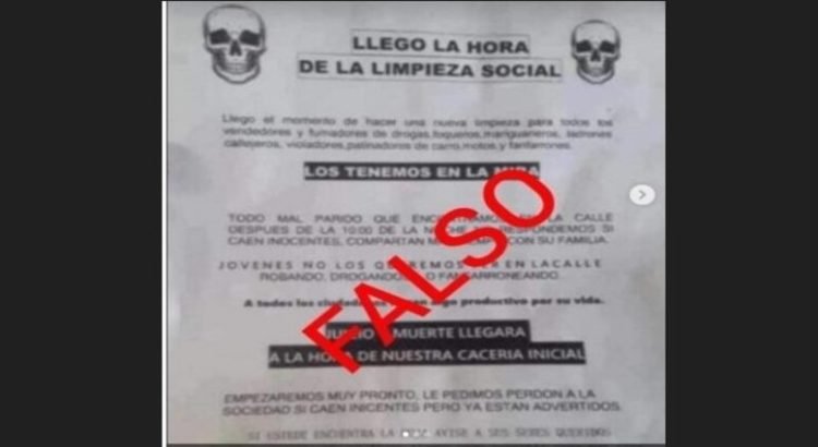 Documento que amenaza con “limpieza social” en Edomex es Falso; circula desde 2009