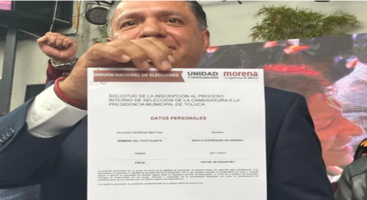 Ricardo Moreno se inscribe como aspirante a coordinador de la 4T en Toluca