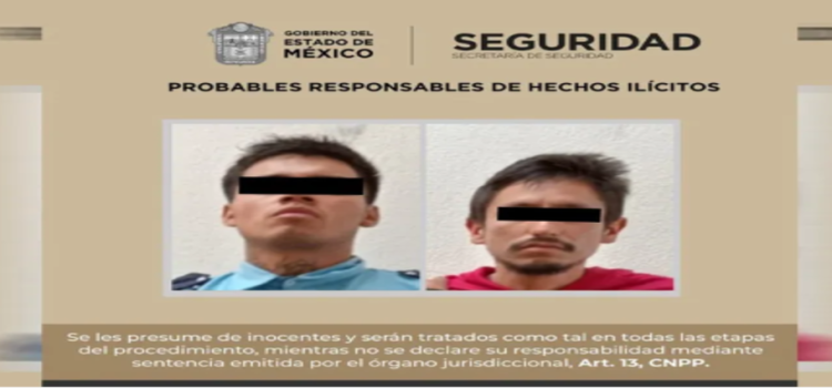 Detienen a 2 sujetos por robo y secuestro exprés de un repartidor de comida en Lerma