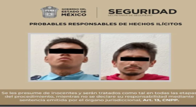 Detienen a 2 sujetos por robo y secuestro exprés de un repartidor de comida en Lerma