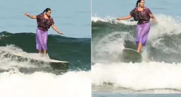 Patricia Ornelas: la surfista que conquista olas con su huipil