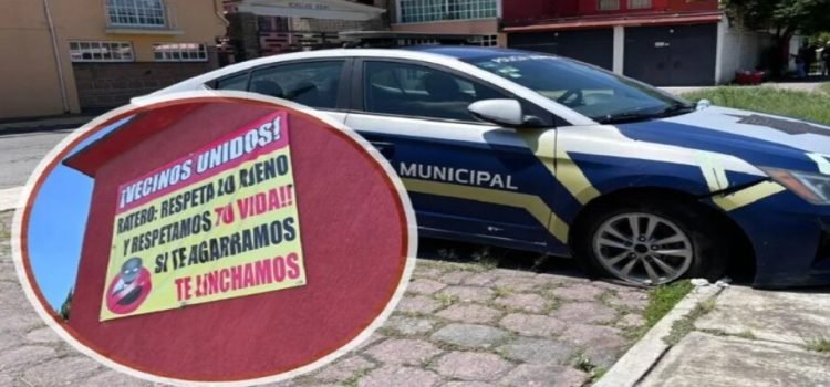 Encuentran patrullas de Toluca con llantas ponchadas en Los Sauces