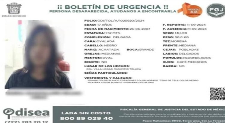 Encuentran en Tultepec a adolescente desaparecida del DIFEM en Toluca