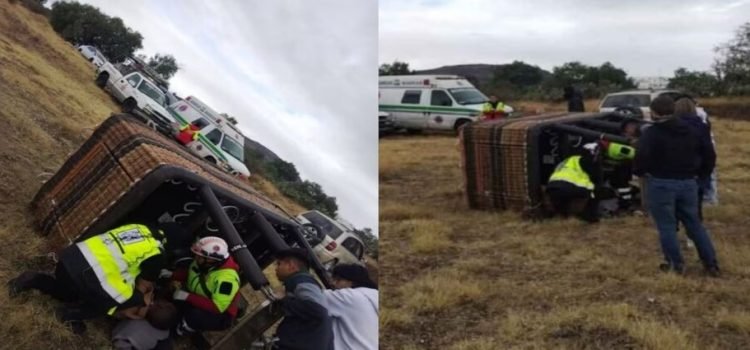 Se desploma globo aerostático en Axapusco, Edomex; dos extranjeros resultan lesionados
