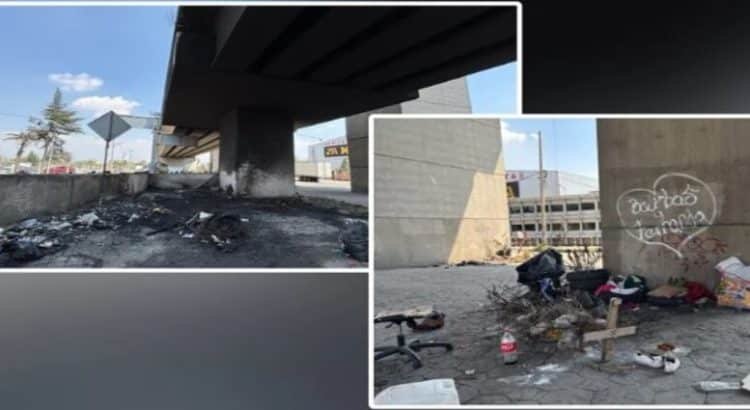 Pobladores solicitan atender a hombre en situación de calle que quema llantas en Toluca