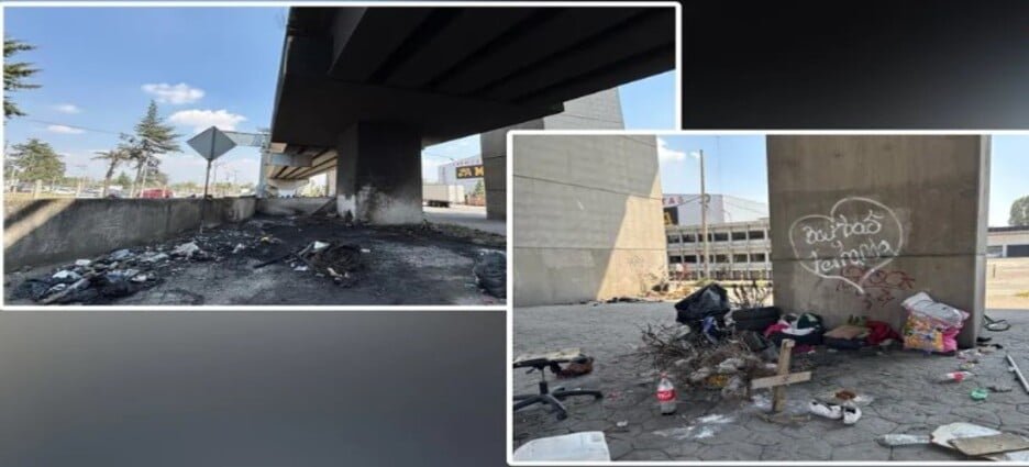 Pobladores solicitan atender a hombre en situación de calle que quema llantas en Toluca