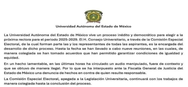 UAEM denuncia ‘audio manipulado’ ante Fiscalía