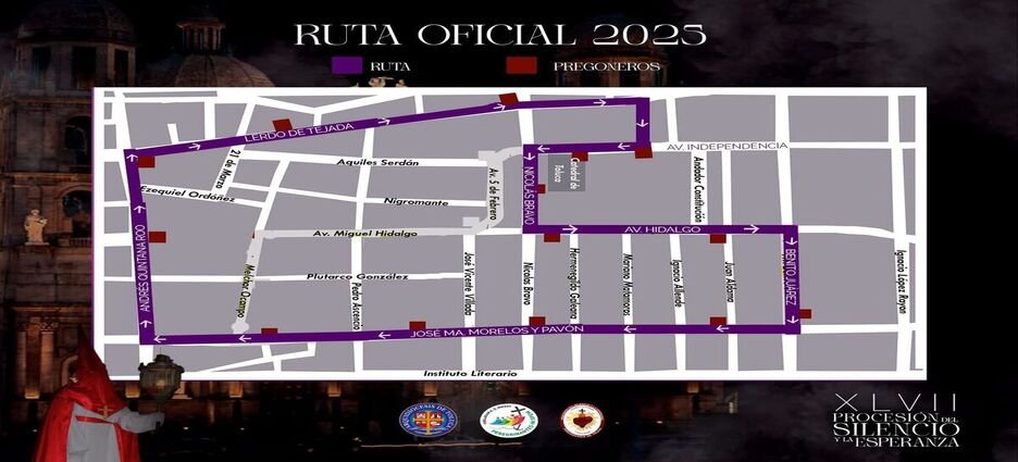 Recorrido de Procesión del Silencio y la Esperanza en Toluca