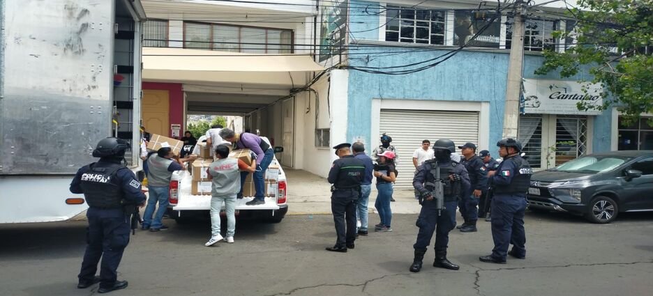 Policía Municipal resguarda instalaciones del Instituto Nacional Electoral en San Bernardino