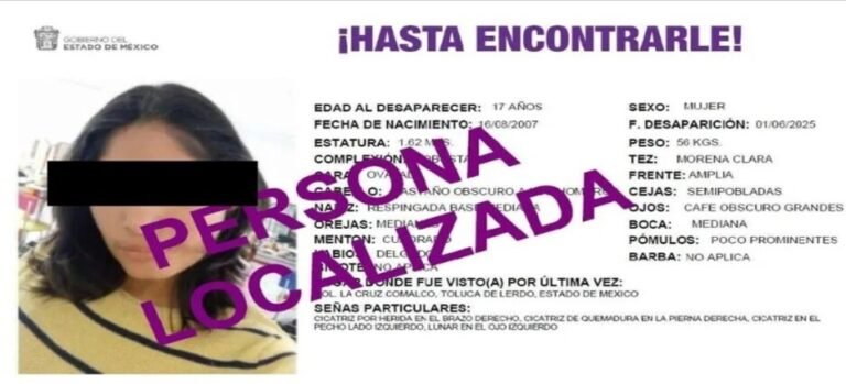 Encuentran con vida a Dayan, joven desaparecida en Toluca