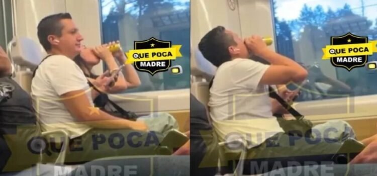 Captan a pasajeros tomando cerveza en Tren Interurbano México-Toluca Captan a pasajeros tomando cerveza en Tren Interurbano México-Toluca