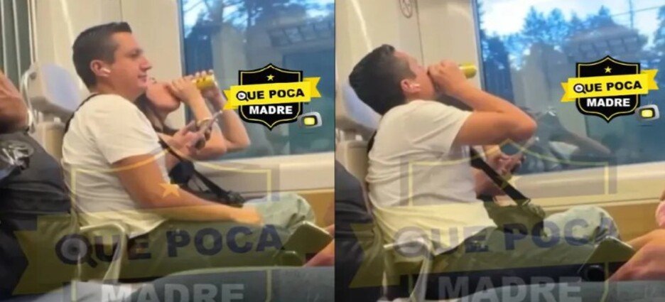 Captan a pasajeros tomando cerveza en Tren Interurbano México-Toluca