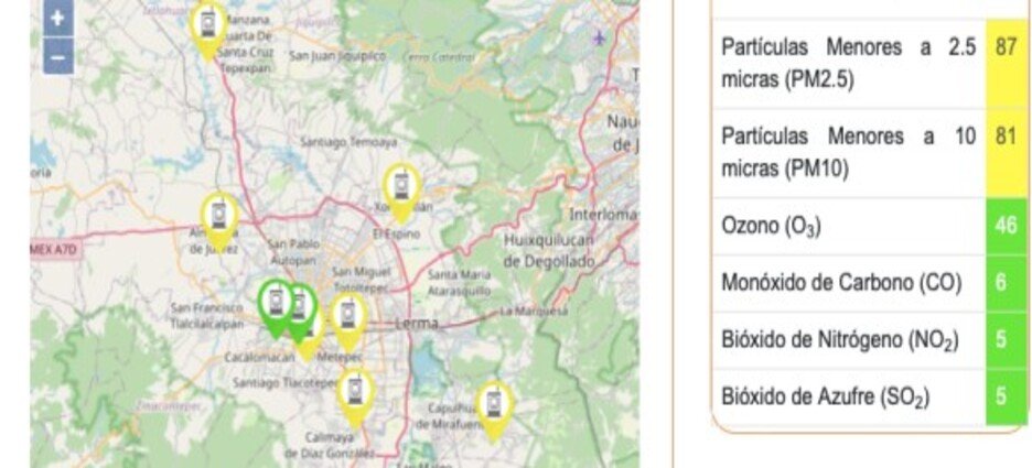 Calidad del aire en Valle de Toluca se encuentra Regular