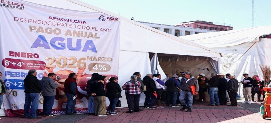 Gran afluencia en primer día de pago de agua y predial en Toluca